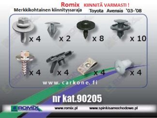 Pohjalevyn kiinnityssarja Toyota Avensis T25 | pohjapanssarit - kiinnityssarjat - sisälokasuojat | Koriosat edullisesti suomalaisesta Carkone verkkokaupasta