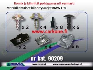 Pohjalevyn kiinnityssarja BMW 3 E90/91 | pohjapanssarit - kiinnityssarjat - sisälokasuojat | Koriosat edullisesti ja sujuvasti Carkone verkkokaupasta.