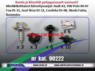 Pohjalevyn kiinnityssarja Audi/Skoda/Seat/VW | pohjapanssarit - kiinnityssarjat - sisälokasuojat | Koriosat edullisesti ja sujuvasti Carkone verkkokaupasta.