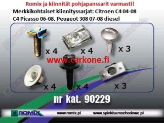 Pohjalevyn kiinnityssarja Citroen C4/ Peugeot 308 | pohjapanssarit - kiinnityssarjat - sisälokasuojat | Koriosat edullisesti Carkone verkkokaupasta.