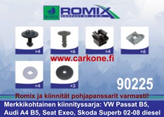 Pohjalevyn kiinnityssarja Audi/Seat/Skoda/VW | pohjapanssarit - kiinnityssarjat - sisälokasuojat | Koriosat edullisesti ja sujuvasti Carkone verkkokaupasta.