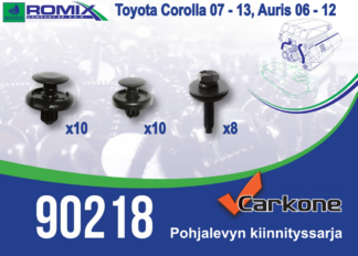 Pohjalevyn kiinnityssarja Toyota Auris /Corolla E14/E15 | pohjapanssarit - kiinnityssarjat - sisälokasuojat | Koriosat edullisesti Carkone verkkokaupasta.