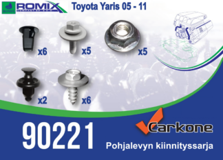 Pohjalevyn kiinnityssarja Toyota Yaris 05-11 | pohjapanssarit - kiinnityssarjat - sisälokasuojat | Koriosat edullisesti Carkone verkkokaupasta.