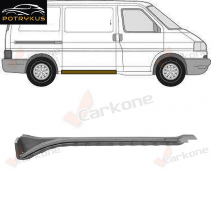 VW T4 liukuoven kynnysprofiilin sisäosa rullaohjaimella