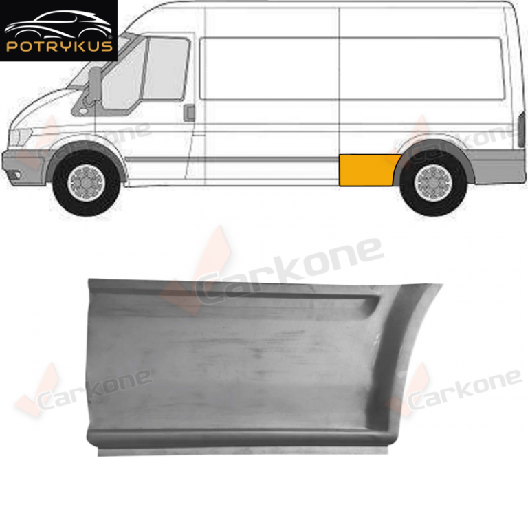 Ford Transit 00-14 vasen takapyörän etuosa | helmapellit - korjauspellit - takakaaret | Mittatarkat koriosat nopeasti aidosti suomalaisesta Carkone verkkokaupasta